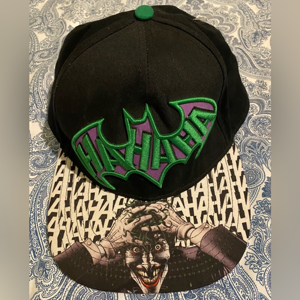 DC Clmics Batman and the Joker HaHaHa Black Villain Dark Knight Snapback Hat Cap